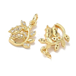 Brass Micro Pave Cubic Zirconia Pendants&nbsp;KK-D235-19G-02