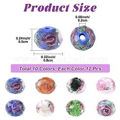 20Pcs Handmade Silver Foil Glass Lampwork Beads&nbsp;LAMP-YW0001-77