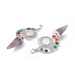 7 Chakra Natural Amethyst Big Pendants&nbsp;G-F733-02E