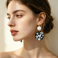 Handmade Polymer Clay & 304 Stainless Steel Stud Dangle Earrings&nbsp;WG2F15C-01