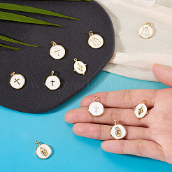10Pcs 5 Styles Golden Plated Brass Enamel Pendants&nbsp;KK-TA0008-60