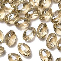 Pearlized Crystal Glass Oval Beads&nbsp;X-EGLA-F026-D02