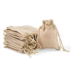 20Pcs Rectangle Polyester Imitation Burlap Packing Pouches Drawstring Bags&nbsp;ABAG-TA0001-96A
