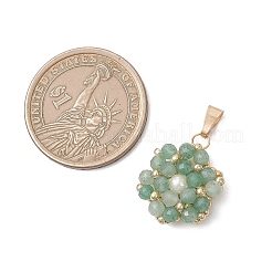 Natural Green Aventurine Faceted Round Cluster Flower Pendants&nbsp;PALLOY-MZ01197-04