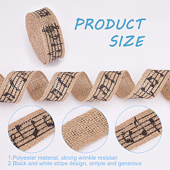 Musical Note Print Burlap Ribbons&nbsp;OCOR-WH0091-27