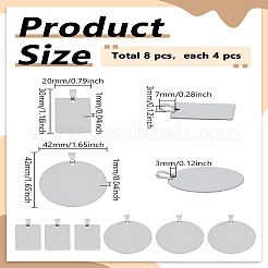 8Pcs 2 Styles 201 Stainless Steel Stamping Blank Tag Pendants&nbsp;STAS-LP0002-61