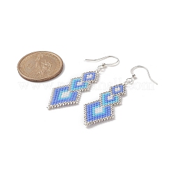 Glass Seed Braided Rhombus Dangle Earrings&nbsp;EJEW-MZ00029
