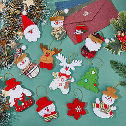 12pcs 12 styles Christmas Velvet Pendant Decorations with Bell&nbsp;FIND-FH0007-54