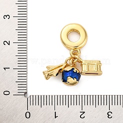 Brass Blue Enamel European Dangle Charms&nbsp;KK-R002-25G