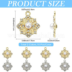 20Pcs 2 Colors Flower Alloy Rhinestone Pendants&nbsp;FIND-YW0011-39