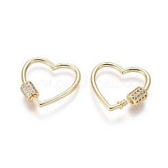 Brass Micro Pave Cubic Zirconia Screw Carabiner Lock Charms&nbsp;ZIRC-I031-12G