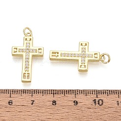 Religion Brass Micro Pave Clear Cubic Zirconia Pendants&nbsp;KK-T080-49G