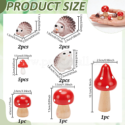 14Pcs 5 Styles Resin Hedgehog & Mushroom Display Decorations&nbsp;DJEW-GA0001-82