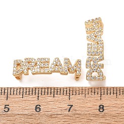 Brass Micro Pave Clear Cubic Zirconia Word DREAM Links Connector Charms&nbsp;KK-K002-32E-G