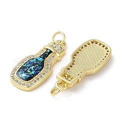 Brass Micro Pave Clear Cubic Zirconia Pendants&nbsp;KK-C045-22G