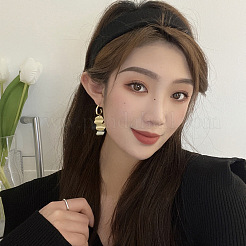 Baking Paint Alloy Flat Round Dangle Stud Earrings&nbsp;FS-WG6B37E-01