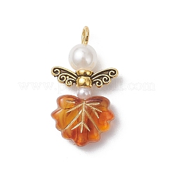 Transparent Acrylic Leaf with Alloy Wing Pendants&nbsp;PALLOY-JF04721