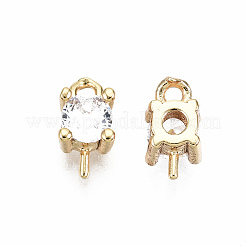 Brass Micro Pave Clear Cubic Zirconia Peg Bails Charms&nbsp;KK-T056-95G-NF