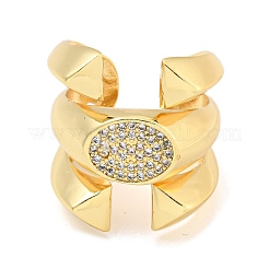 Oval Clear Cubic Zirconia Open Cuff Ring&nbsp;RJEW-L121-039G