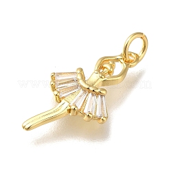 Rack Plating Brass Micro Pave Clear Cubic Zirconia Pendants&nbsp;KK-K373-15G