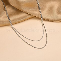 Non-Tarnish 304 Stainless Steel Double-Layer Necklace&nbsp;NJEW-Q321-01P