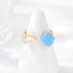 Oval Synthetic Turquoise Rings&nbsp;KK-P299-11G