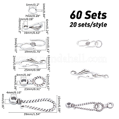 60 Sets 3 Style Tibetan Style Alloy Hook and Eye Clasps&nbsp;PALLOY-AR0001-21