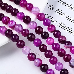 Natural Striped Agate/Banded Agate Bead Strands&nbsp;G-T046-8mm-B15