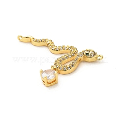 Brass Micro Pave Clear Cubic Zirconia Connector Charms&nbsp;KK-C108-02A-G