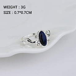 Alloy with Natural Lapis Lazuli Finger Rings&nbsp;FS-WGF3EDB-03