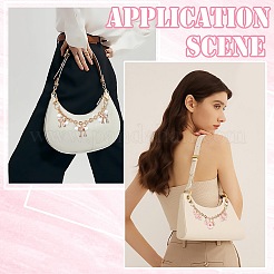 2Pcs 2 Styles Alloy Pink Enamel Flower Bowknot Pendant Cable Chain Purse Decorative Chains&nbsp;AJEW-SC0031-22