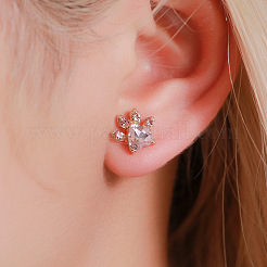 Cat Paw Print Alloy Pave Cubic Zirconia Pendant Necklaces & Stud Earring & Ring & Link Bracelets Sets for Women&nbsp;FS-WGC55DF-01