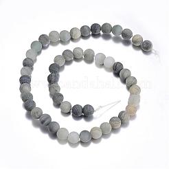 Frosted Round Natural Green Rutilated Quartz Beads Strands&nbsp;G-E309-10mm-01