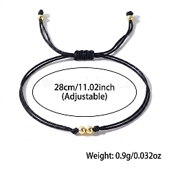 Adjustable Brass Round Bead Polyester Braided Cord Bracelets for Women&nbsp;ZQ0354-1