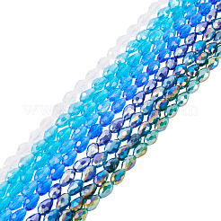 9 Strands 9 Colors Transparent Electroplate Glass Beads Strands&nbsp;EGLA-TA0013-08