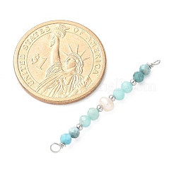 Faceted Round Natural Amazonite & Apatite & Potato Natural Cultured Freshwater Pearl Beaded Connector Charms&nbsp;PALLOY-JF03532-05