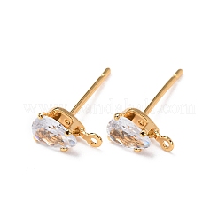 Brass Micro Pave Cubic Zirconia Stud Earring Findings&nbsp;KK-F898-14A-G
