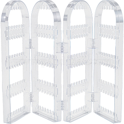PS Plastic Earring Display Folding Screen Stands with 4 Folding Panels&nbsp;ODIS-WH0043-142A-02