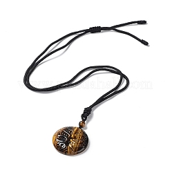 Natural & Synthetic Mixed Stone Tree of Life Pendant Necklace with Nylon Rope&nbsp;NJEW-H009-03