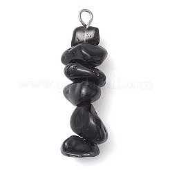 Gradient Color Natural Smoky Quartz & Natural Obsidian & Natural Labradorite Chip Beaded Pendants&nbsp;PALLOY-JF02791-07