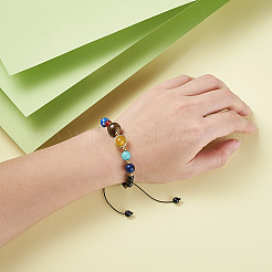 7 Chakras Nine Planets Braided Bead Bracelets&nbsp;BJEW-TAC0001-01