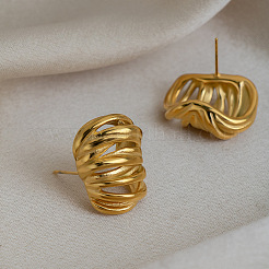 Multi Layer 304 Stainless Steel Stud Earrings&nbsp;SH5618-1