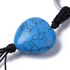 Synthetic Turquoise Heart with Mixed Gemstone Tassel Keychains&nbsp;KEYC-P012-03P-02