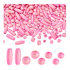 480Pcs 4 Styles Dyed Natural Wood Beads&nbsp;WOOD-PH0003-66A