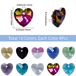 80Pcs 10 Colors Romantic Valentines Ideas Glass Charms&nbsp;EGLA-SP0001-31