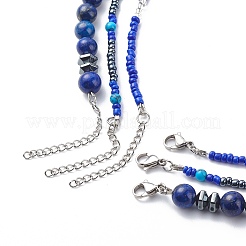 3Pcs 3 Style Lampwork Evil Eye Pendant Necklaces Set&nbsp;NJEW-JN04016