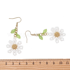 304 Stainless Steel Glass Seed Beads Flower Dangle Earrings&nbsp;EJEW-MZ00739