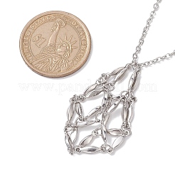 Crystal Stone Cage Pendant Necklaces&nbsp;NJEW-JN04756-03
