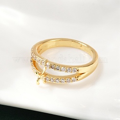 Brass Micro Pave Cubic Zirconia Finger Rings for Women&nbsp;RJEW-F182-02G