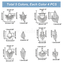 12Pcs 6 Styles 304 Stainless Steel Pendant Cabochon Settings&nbsp;STAS-UN0042-14